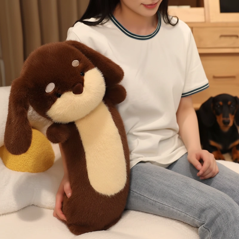 Grande Peluche teckel marron kawaii 50cm
