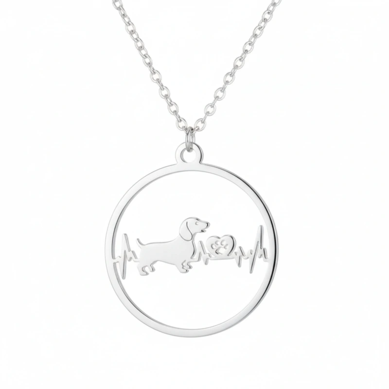 Pendentif teckel amour argent