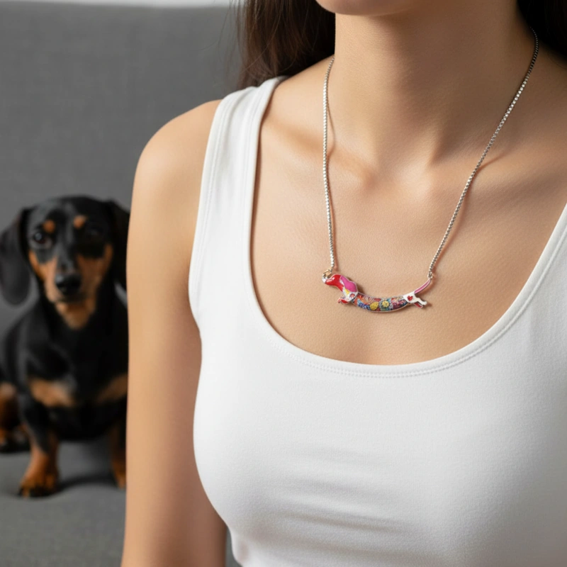 Pendentif teckelfantaisie rouge